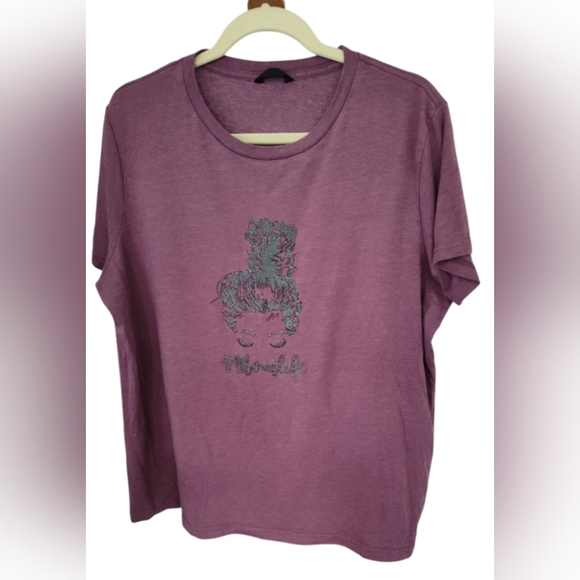SHEIN Tops - Shein Mom Life Purple Plus Size Graphic Maternity Short Sleeve 22 "ptp Callout